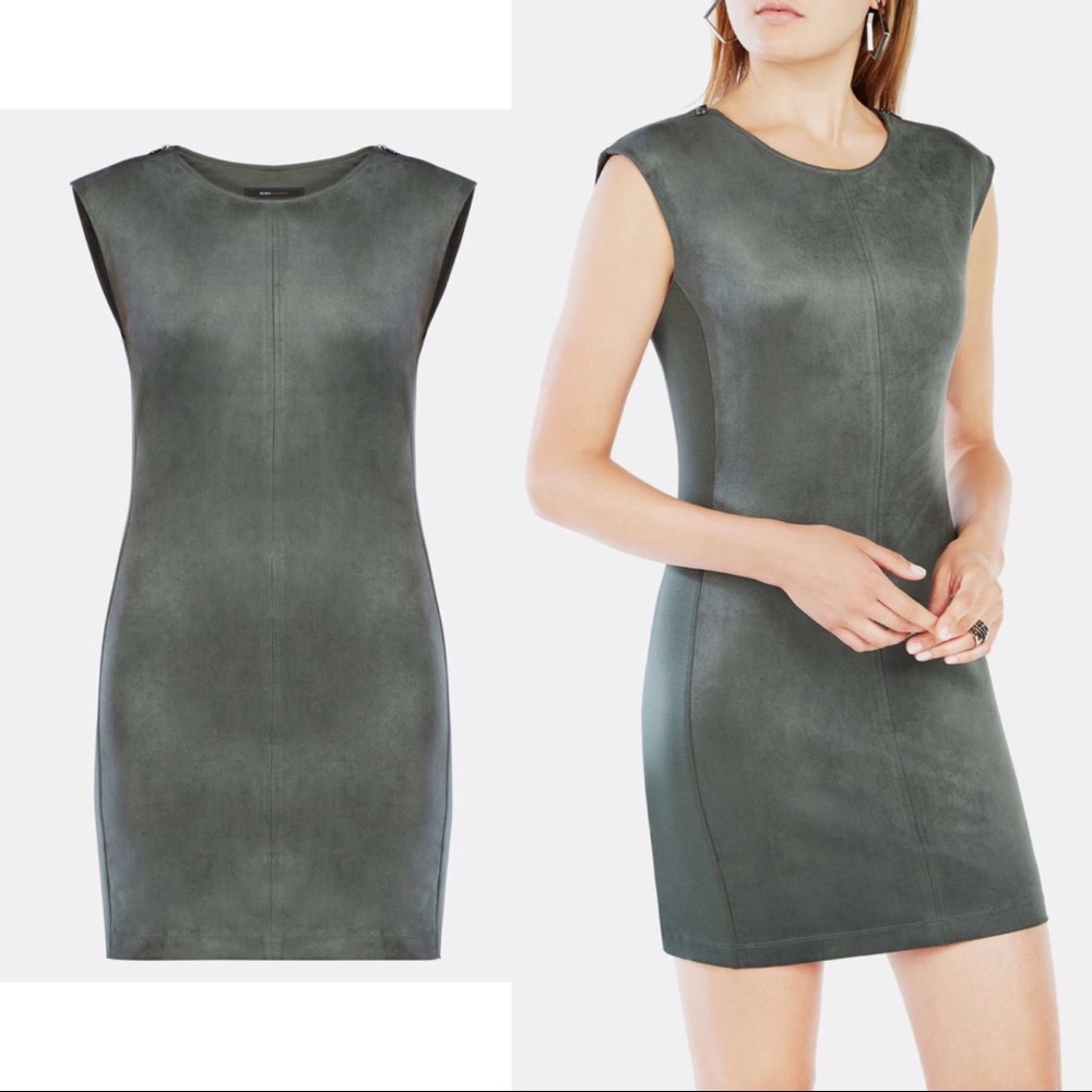 BCBG MaxAzria Karlee Gray Faux Suede Shift Dress M - Picture 1 of 6